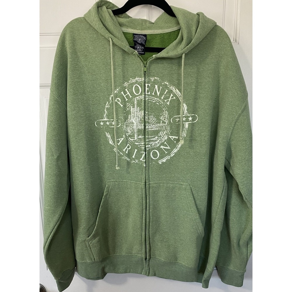 Salt Creek Mint Green Full‎ Zip Hoodie Cactus Phoenix Arizona SZ 2XL Long Sleeve